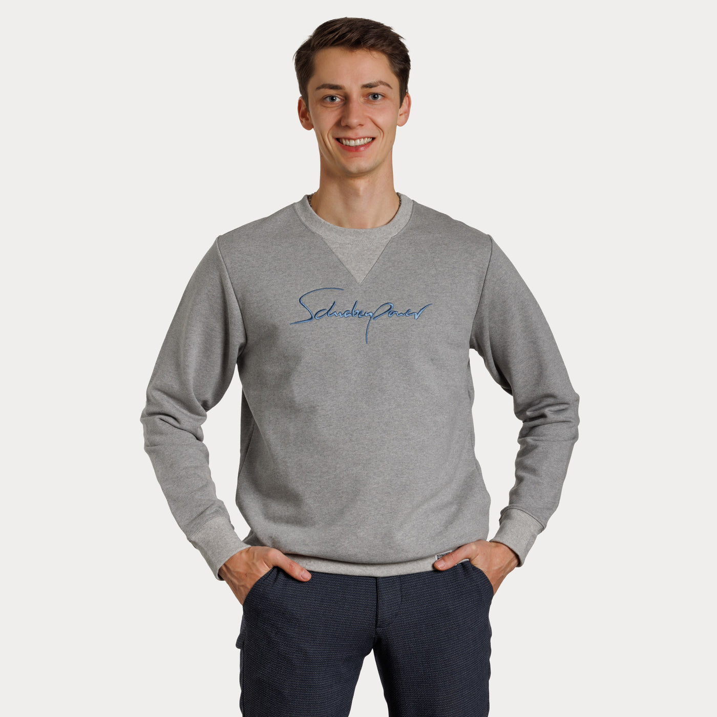 Herren Sweatshirt - Schwabenpower Stick original in jeansblau